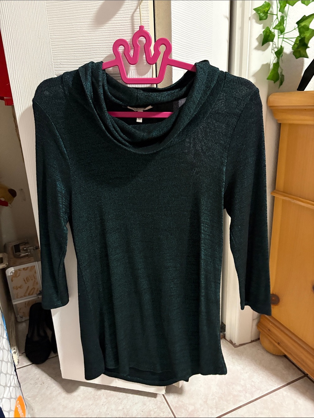 Women's Teal Cowl Neck Lightweight Sweater